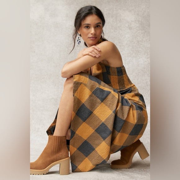 NWT ANTHROPOLOGIE Gingham Maxi Dress - Picture 3 of 14